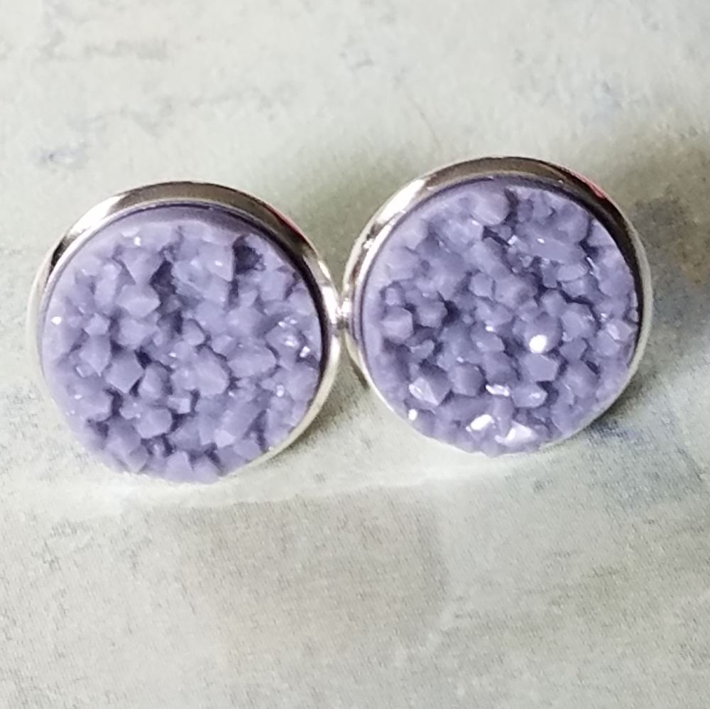 Grey druzy style earrings